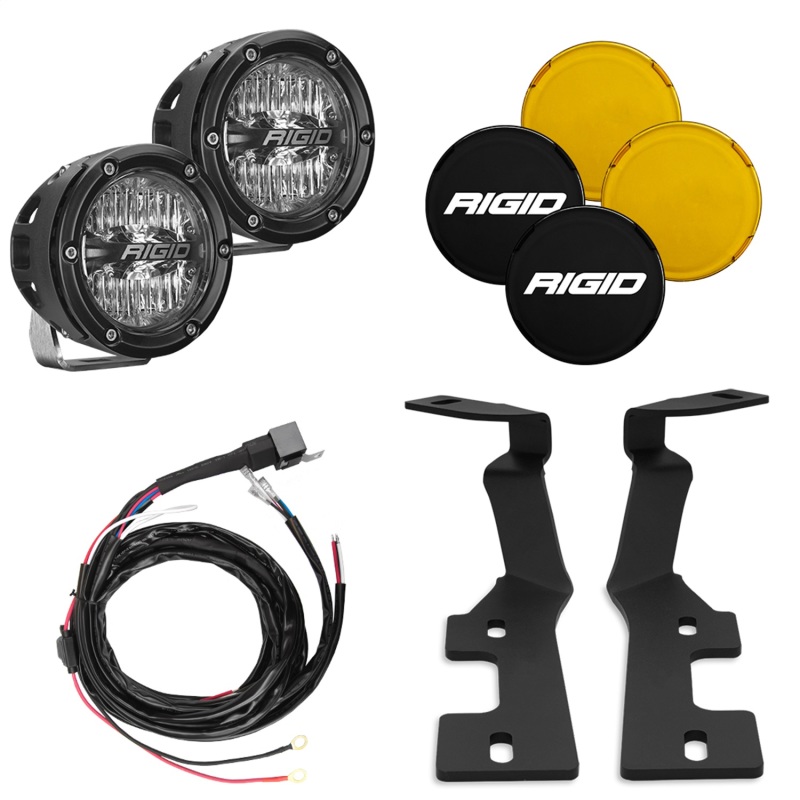 Dodge RAM 1500 A-Pillar Light Mount Kit - Rigid Industries - 360-Series Amber Backlight Drive - Black and Amber - `19-`27 Dodge RAM 1500 A-Pillar Light Mount Kit - Rigid Industries - 360-Series Amber Backlight Drive - Black and Amber - `19-`27